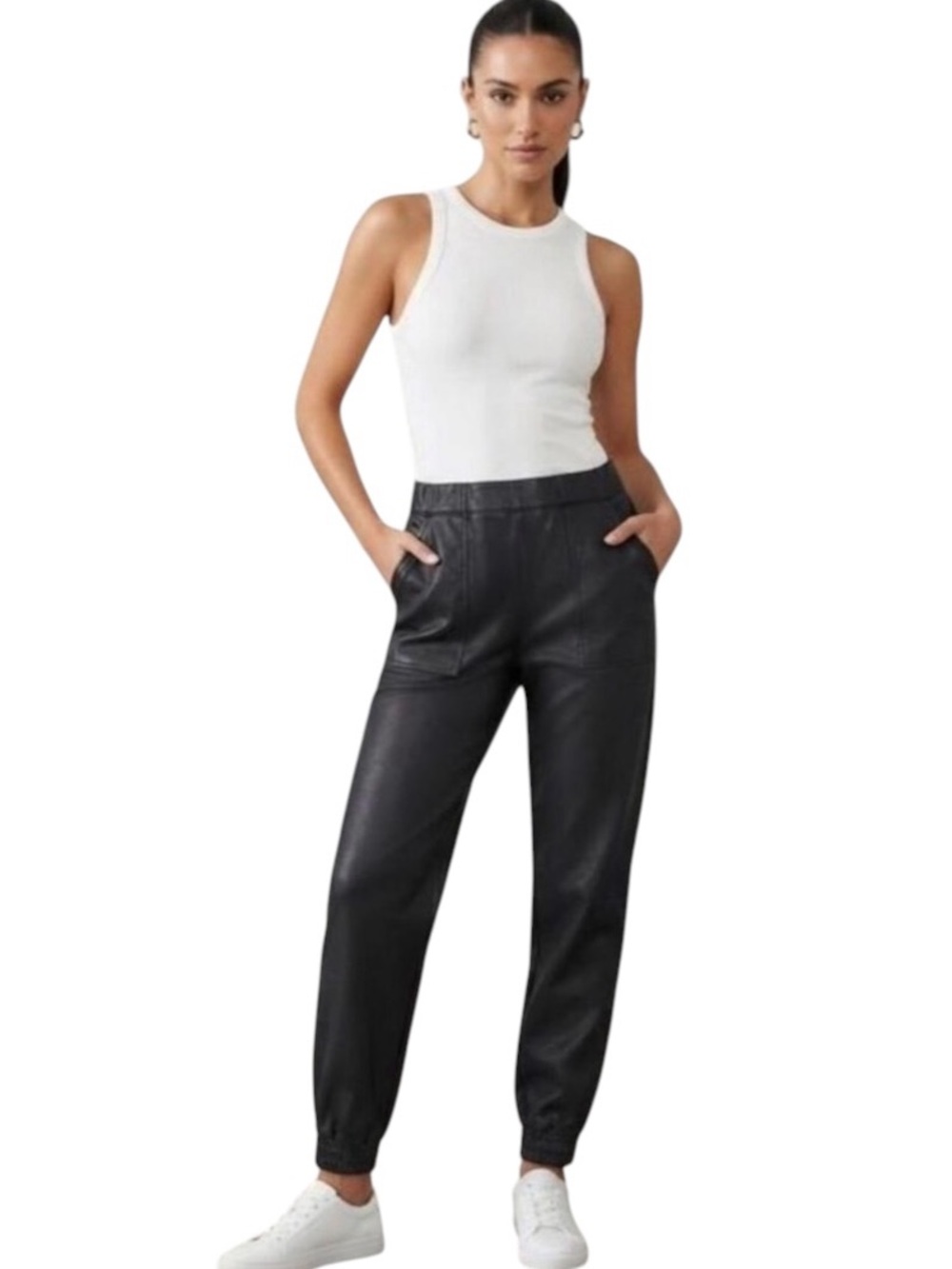 Spanx Faux Leather Joggers Size L